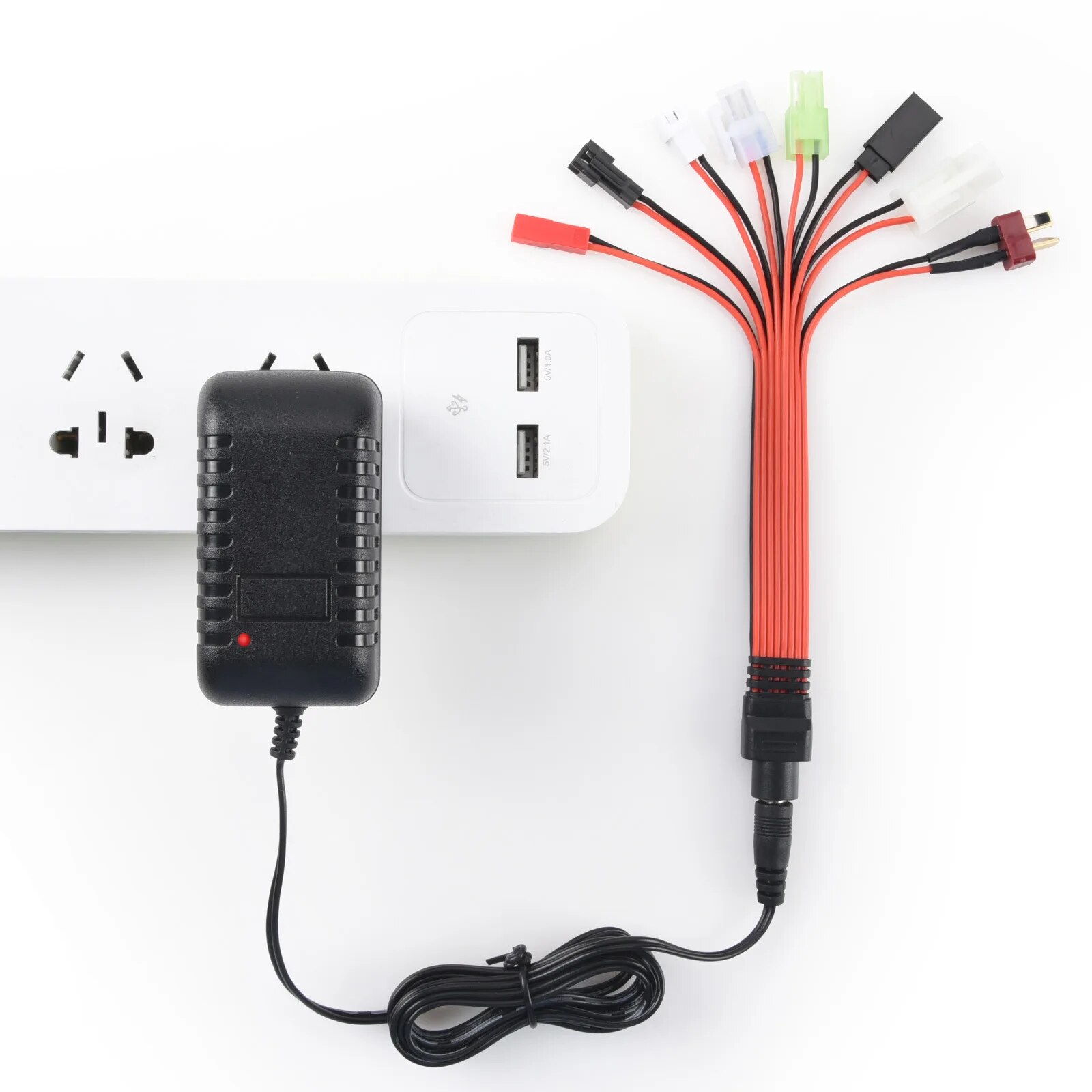 【Limited Time Only】 2s-10s NIMH NiCd charger 2.4V 3.6V 6v 4.8v 7.2V 8.4V 9.6v 12v 0.5A-1A NIMH charger with 8 connectors.