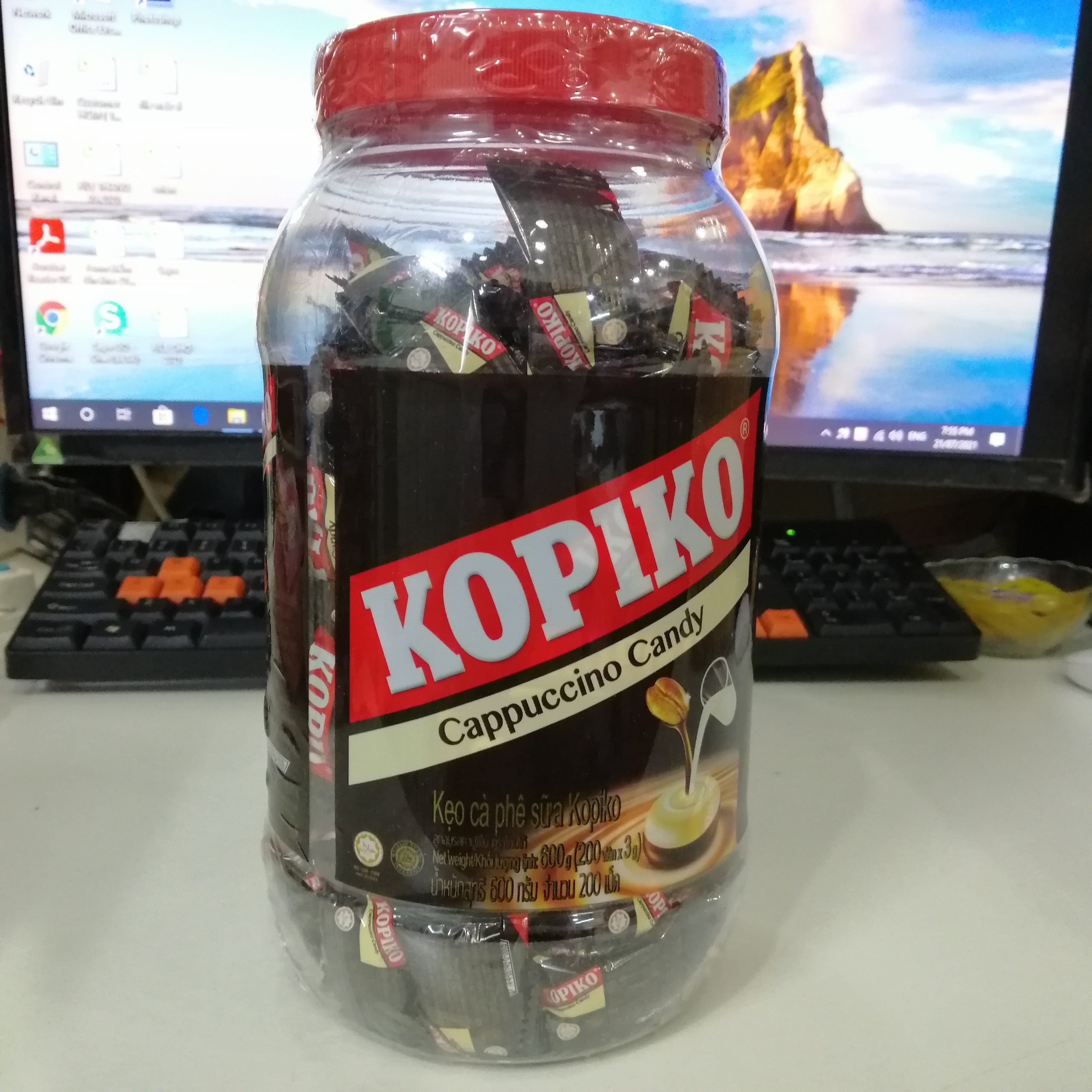 Kẹo Cà Phê Sữa Hủ Kopiko Cappuccino Candy (Hủ 560g)