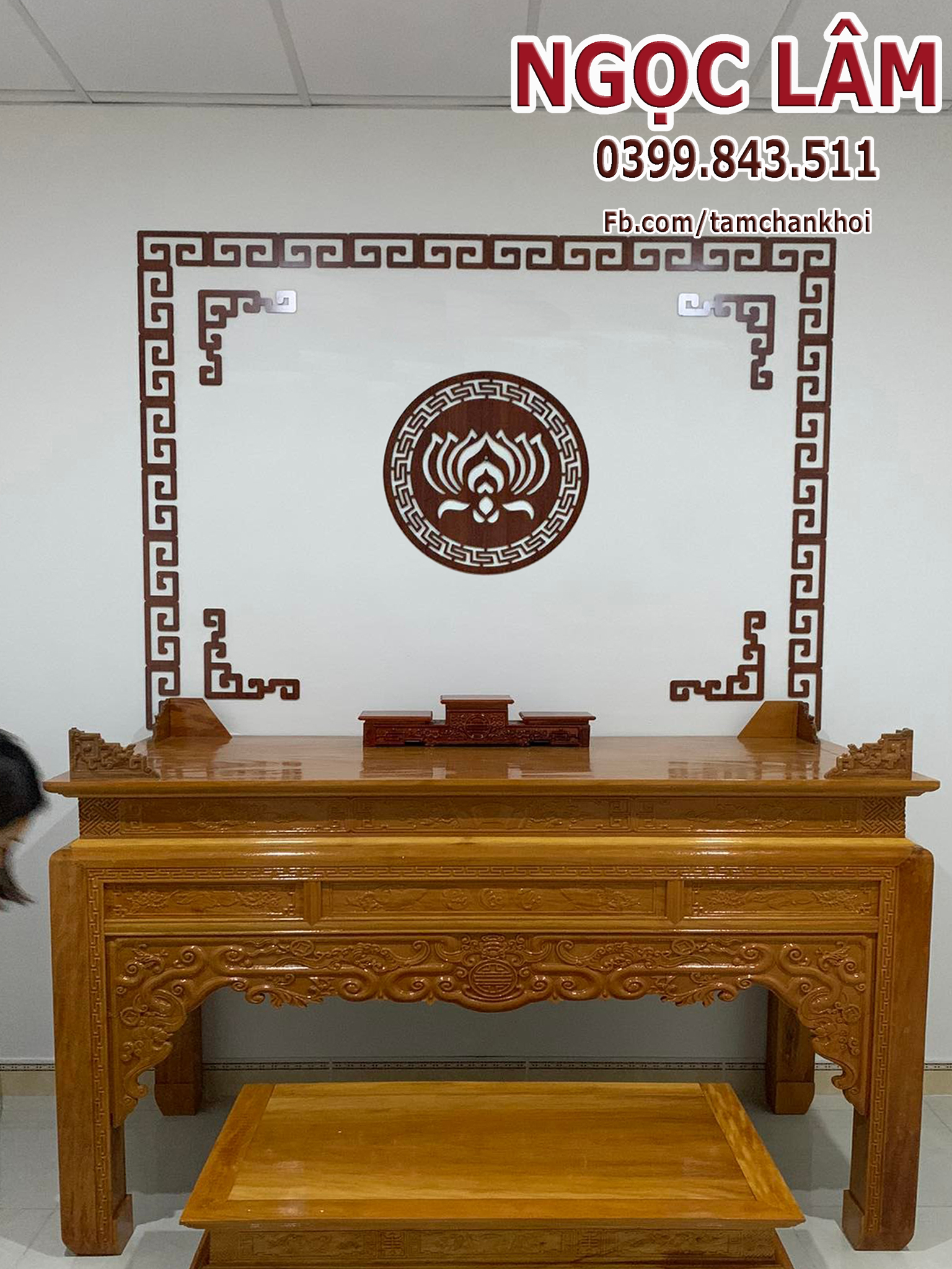 Ốp trang trí ban thờ 41x41cm hoa Sen