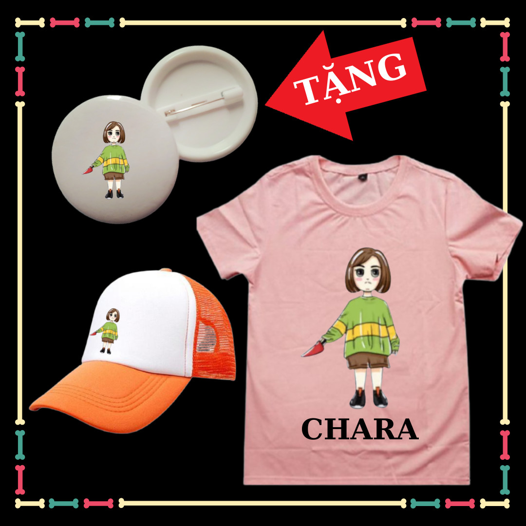 COMBO ÁO + MŨ/NÓN IN HÌNH CHARA UNDERTABLE CHO BÉ GÁI
