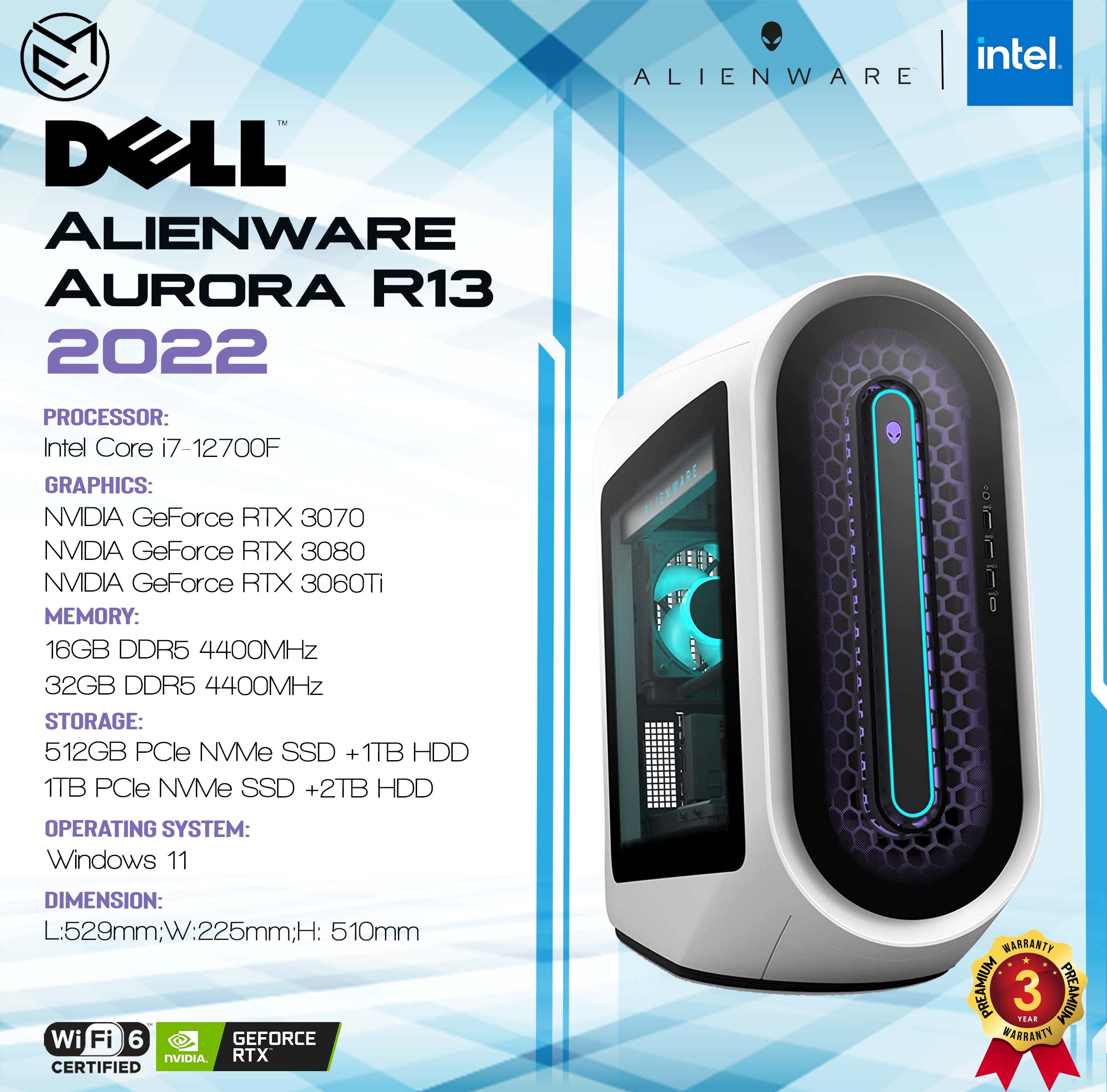Dell Alienware Aurora R13 CPU 12th Gen Intel Edition 16GB/32GB, 1TB+2TB  HDD/512GB SSD +1T | Lazada PH