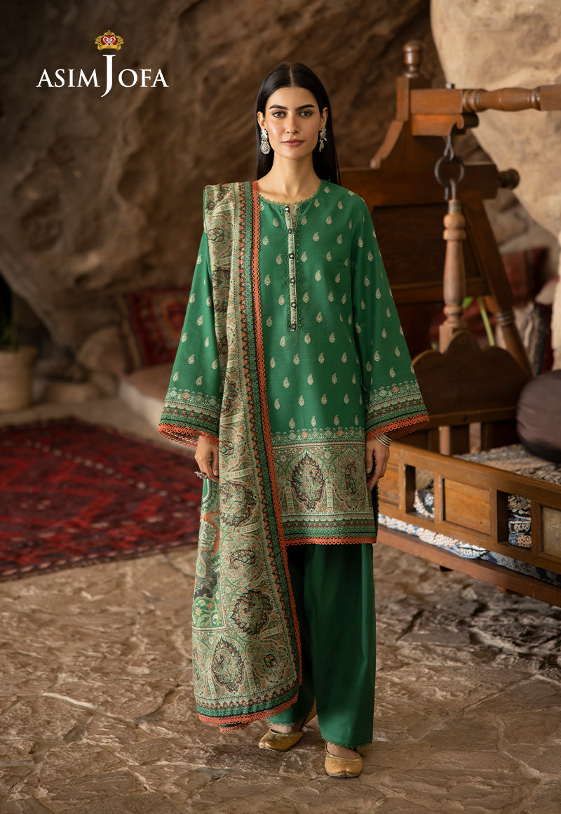Asim Jofa Winter Embroidered Khaddar Dress