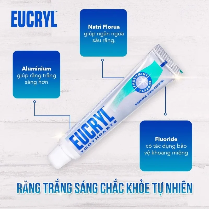 Kem Đánh Răng EUCRYL Làm Trắng Răng Hương Bạc Hà Tooth Paste Freshmint