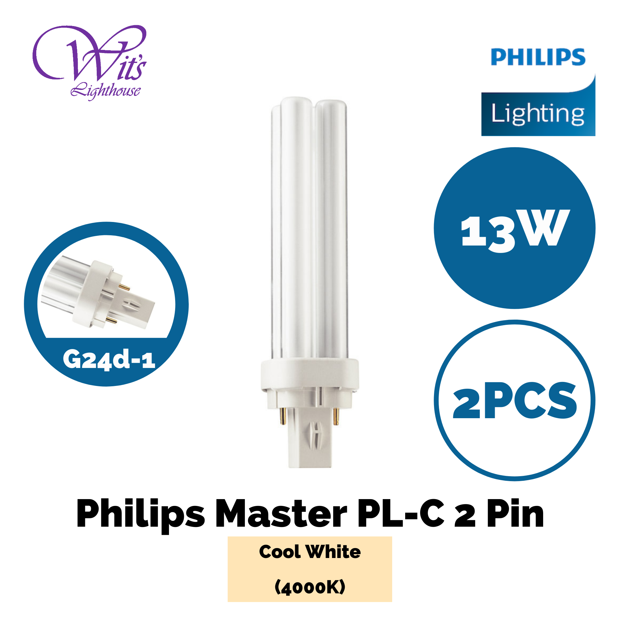 Philips Light Tube PLC 2 Pin 13W 18W Fluorescent Tube Master PLC 2P
