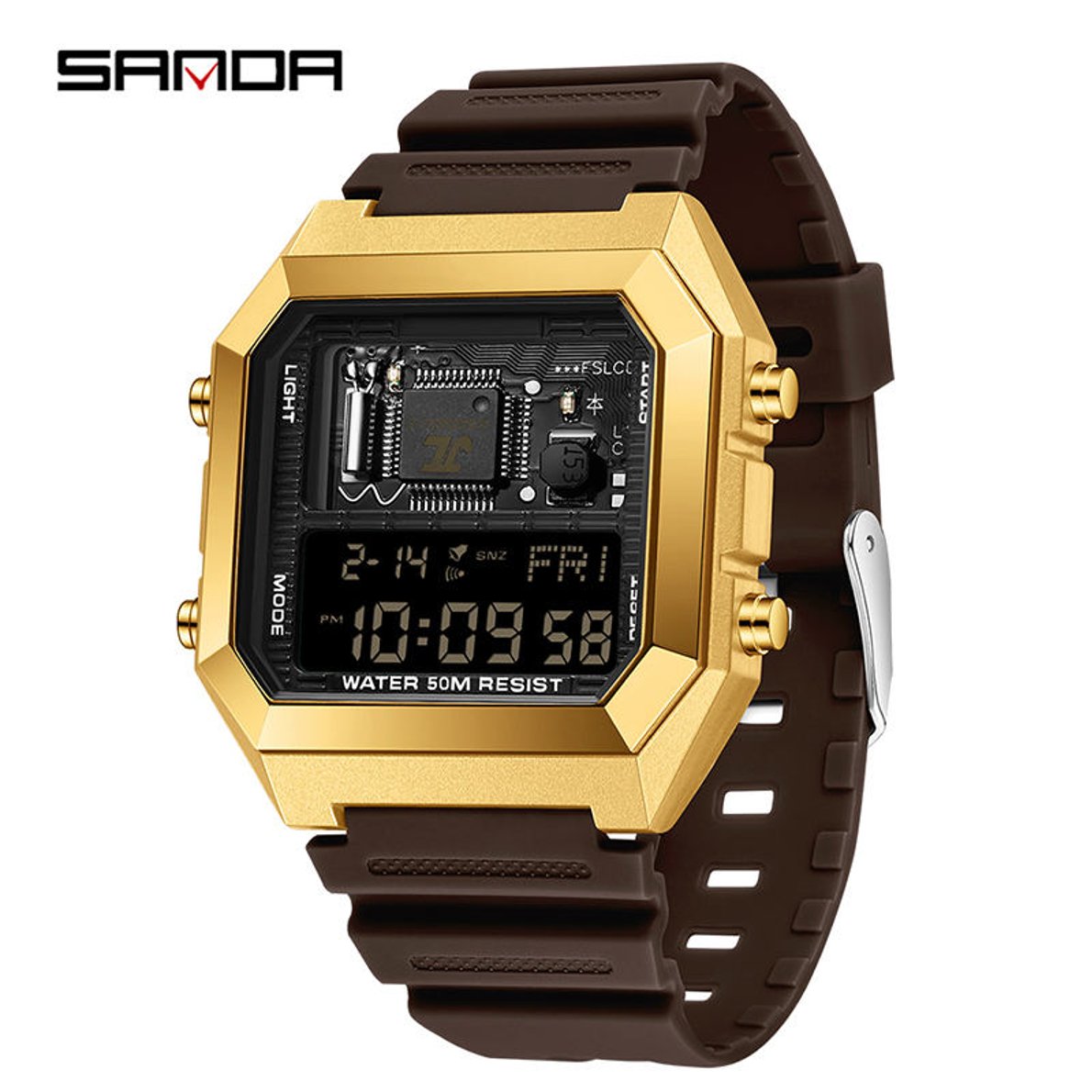 SANDA Youth Personality Electronic Components Cool Sports Waterproof Digital LED Men's Watch Gift Tiktok Same Style SD6216-5.