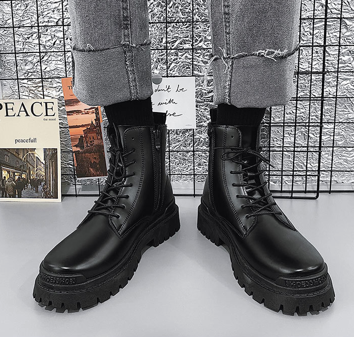 (Video Thật - Hàng Tuyển Chọn) Giày bốt cổ cao , combat Boot , giày boot zip tăng chiều cao 5 phiên bản New 2022