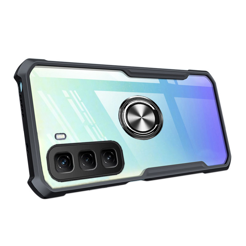 For infinix Hot 50 Pro Plus Case Hard Clear Transparent Shockproof Armor Car Adsorb Holder Ring For infinix Hot 50 Pro + Back cover Phone Cases.