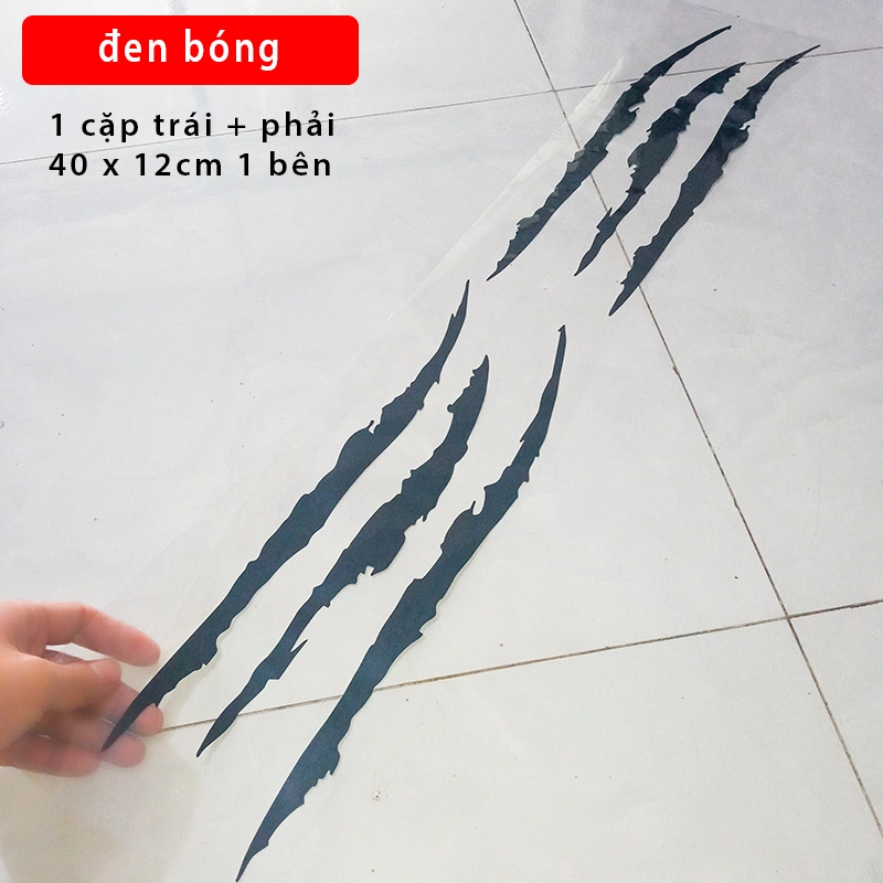 Bộ 2 tem dán trang trí xe hơi hình móng vuốt vết xước phản quang đèn pha ô tô