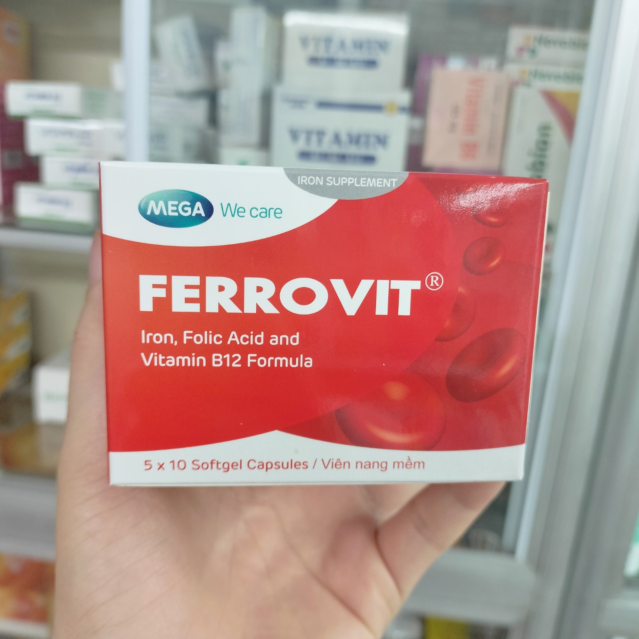 Ferrovit bổ sung sắt và axit folic, thiếu máu (5 vỉ x 10 viên)