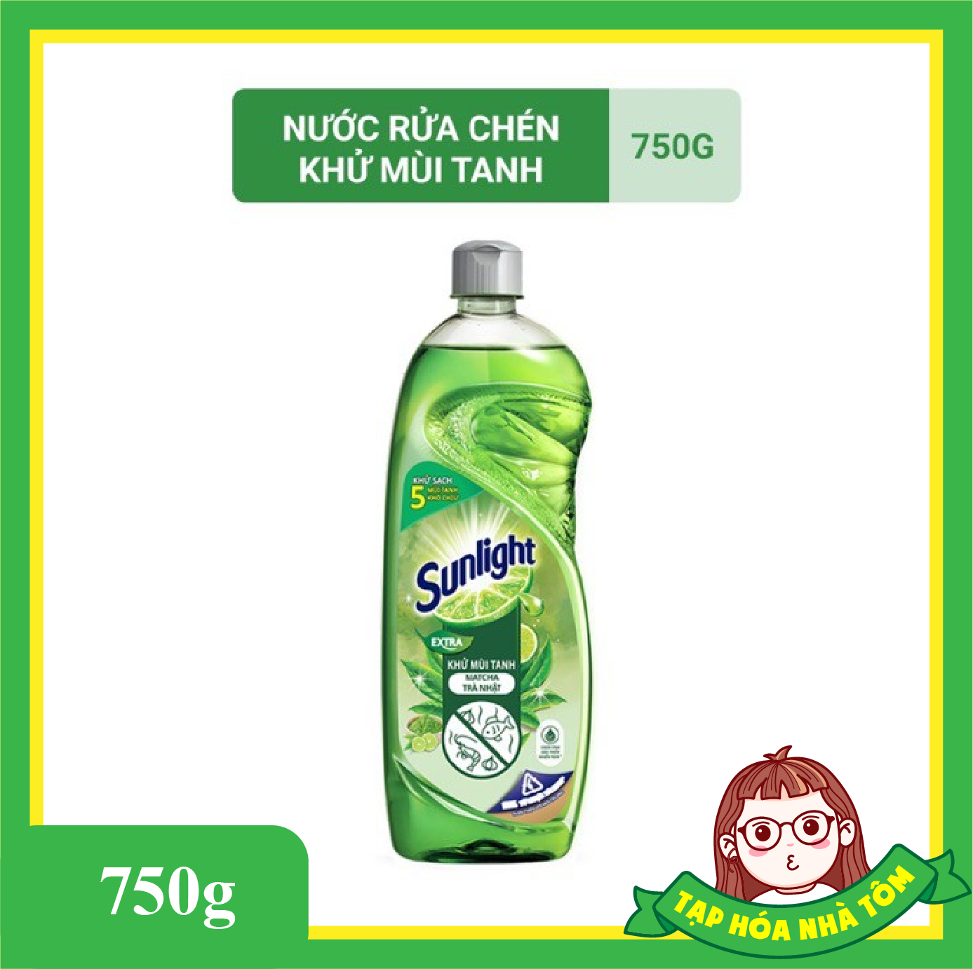 Nước rửa chén Sunlight Matcha Trà xanh Chai 750G