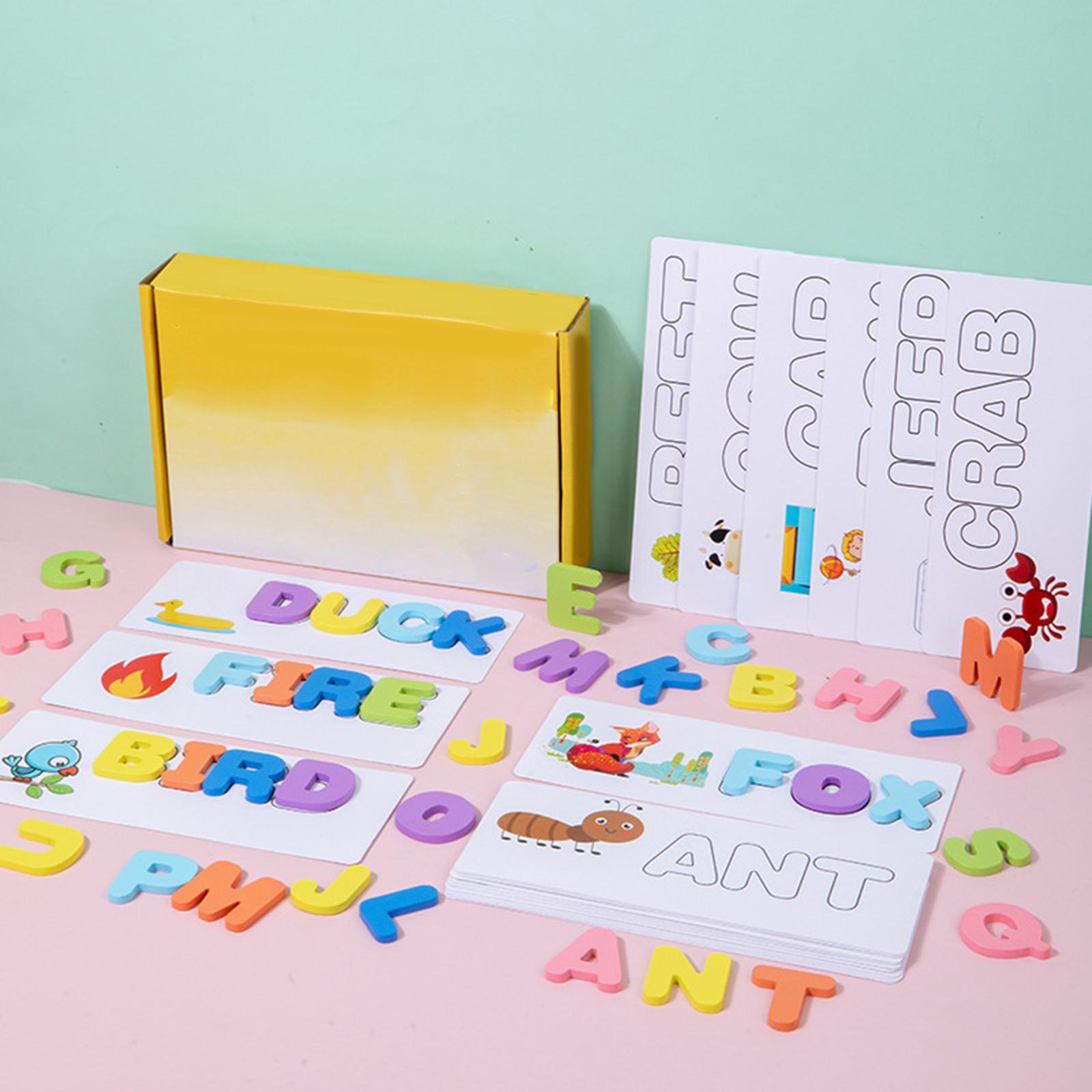 Baoblaze Wooden Alphabet Puzzles Blocks Wooden Blocks Spelling Game for
