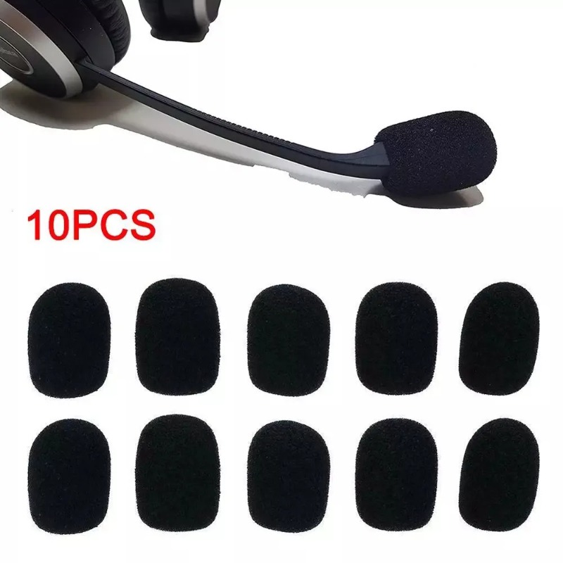 10Pcs Microphone Sponge Covers Black Soft Noise-reduction Meeting Mic Foam Protective Cap Durable Headset Mic Protector
