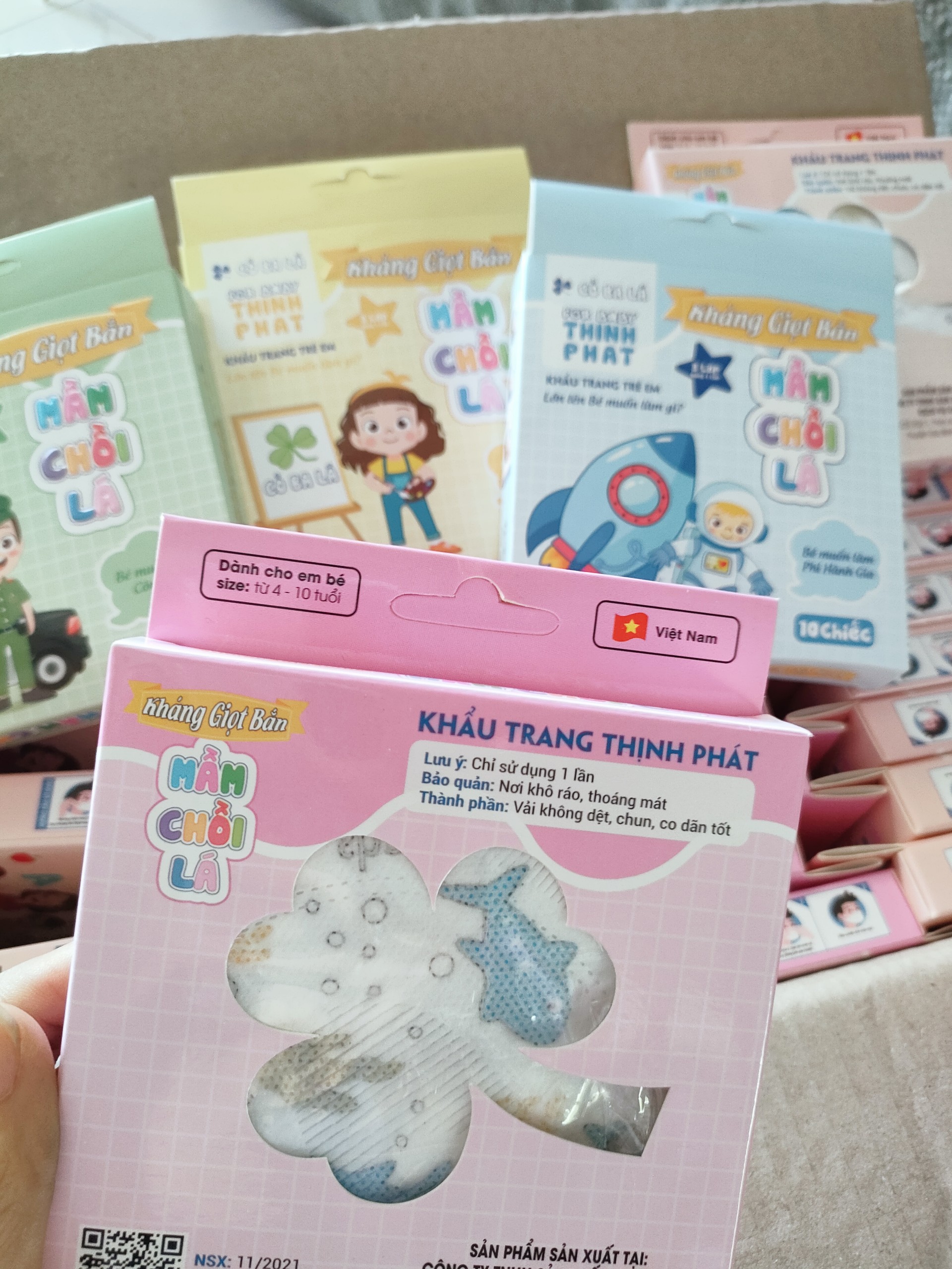 Combo 50 chiếc khẩu trang Gấu 5D Thịnh Phát cho bé 1-4 tuổi