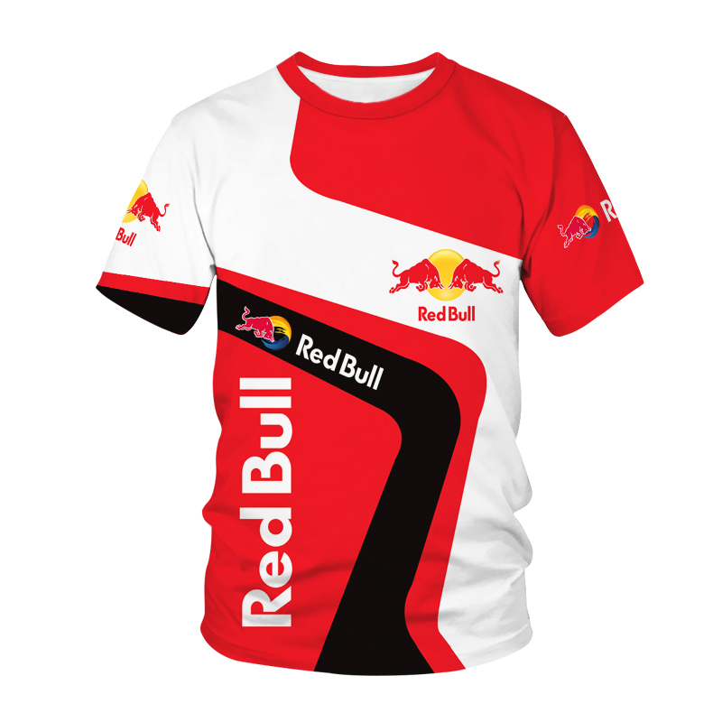 2023 Men's red Red Bull Sport T-shirt short-sleeved Summer Casual Round Collar Sports CAT T-shirt Printed Men's Oversized Clothes Top