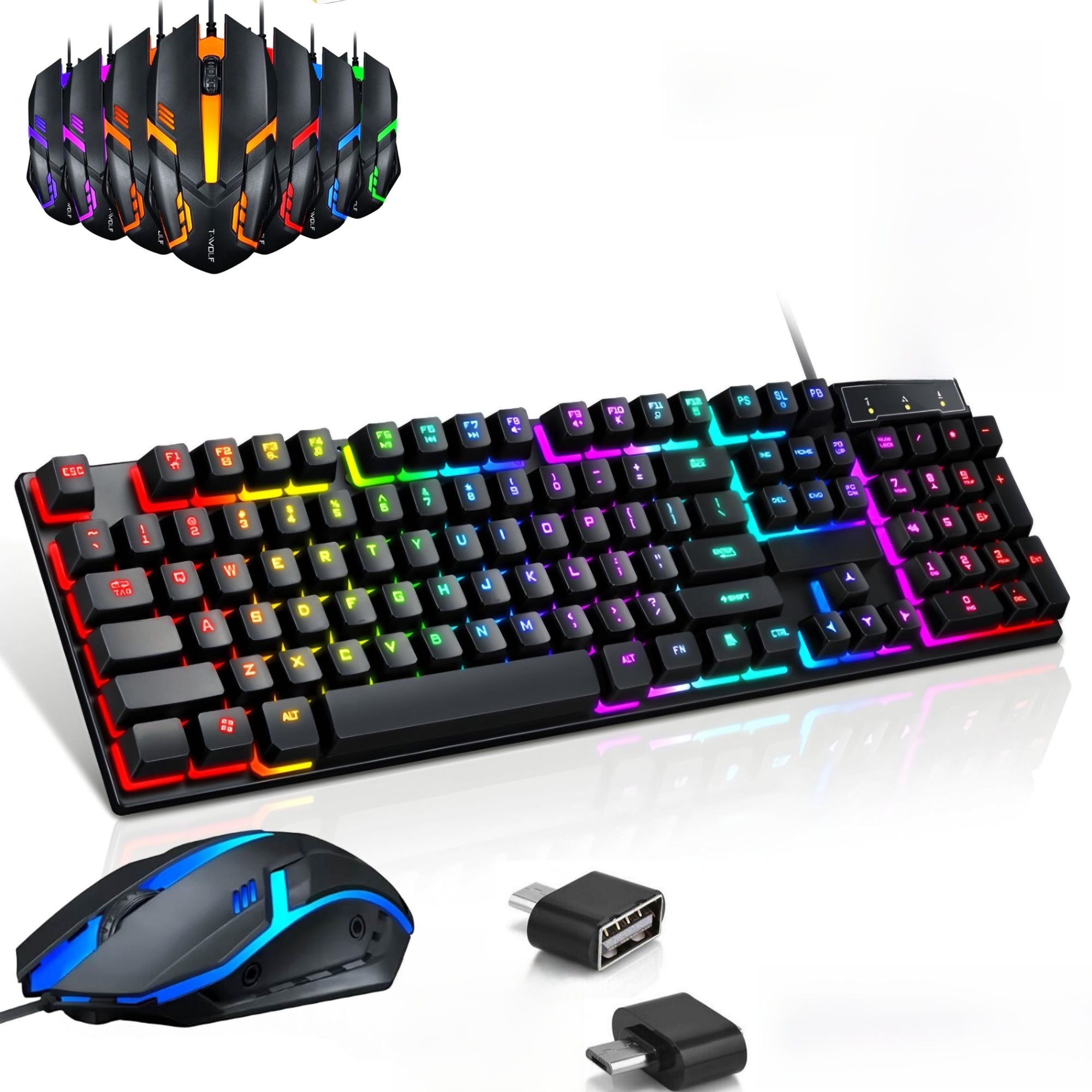 T-Wolf RGB Gaming Kit Wired Mechanical Keyboard And Mouse Combo | Daraz ...