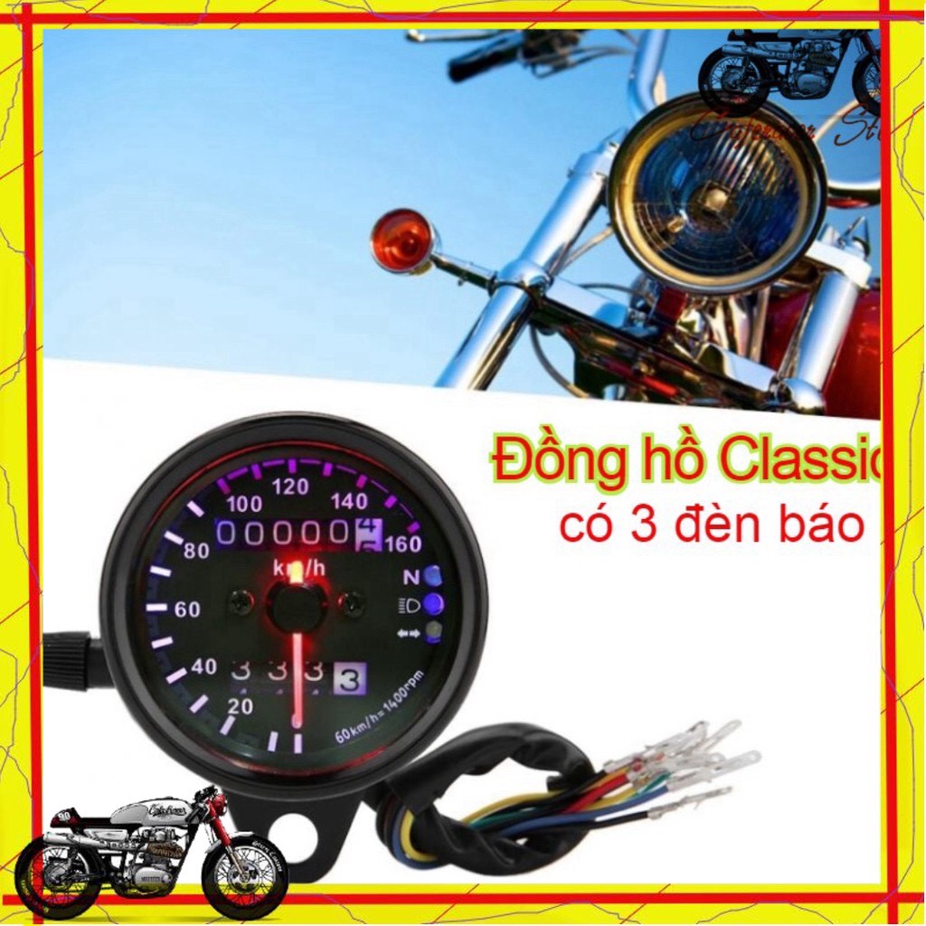 Đồng Hồ độ Classic đo km, độ classic, cafe racer...