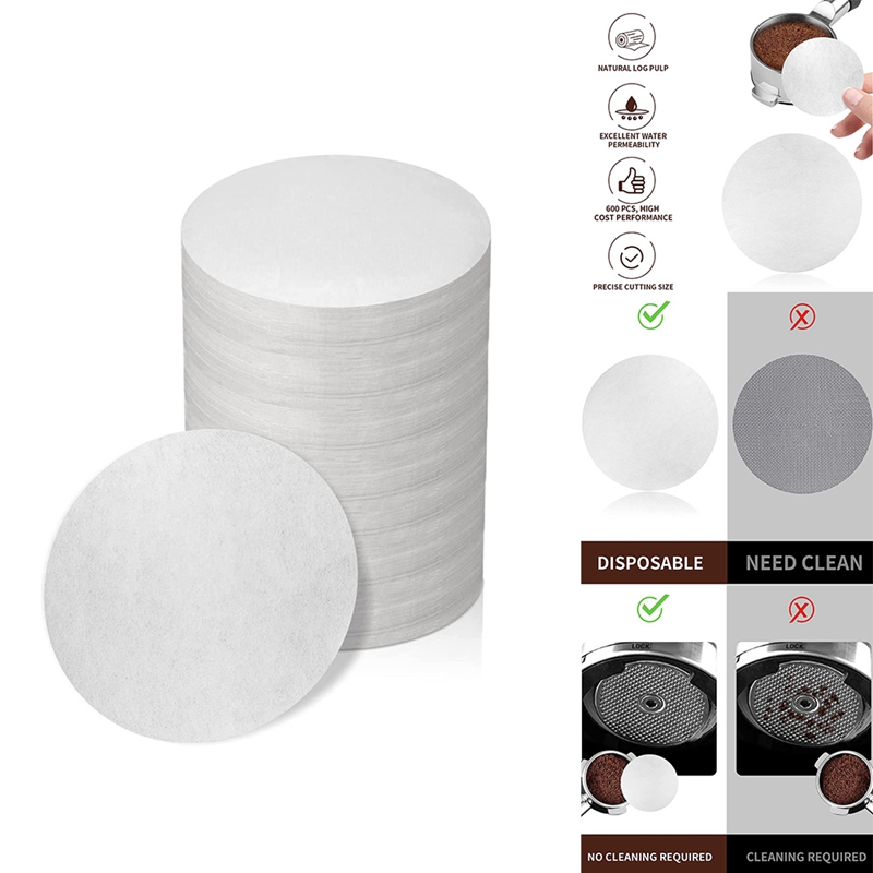 【FAS】Coffee Paper Filter for Espresso Coffee Maker, 600 Pcs Unbleached
