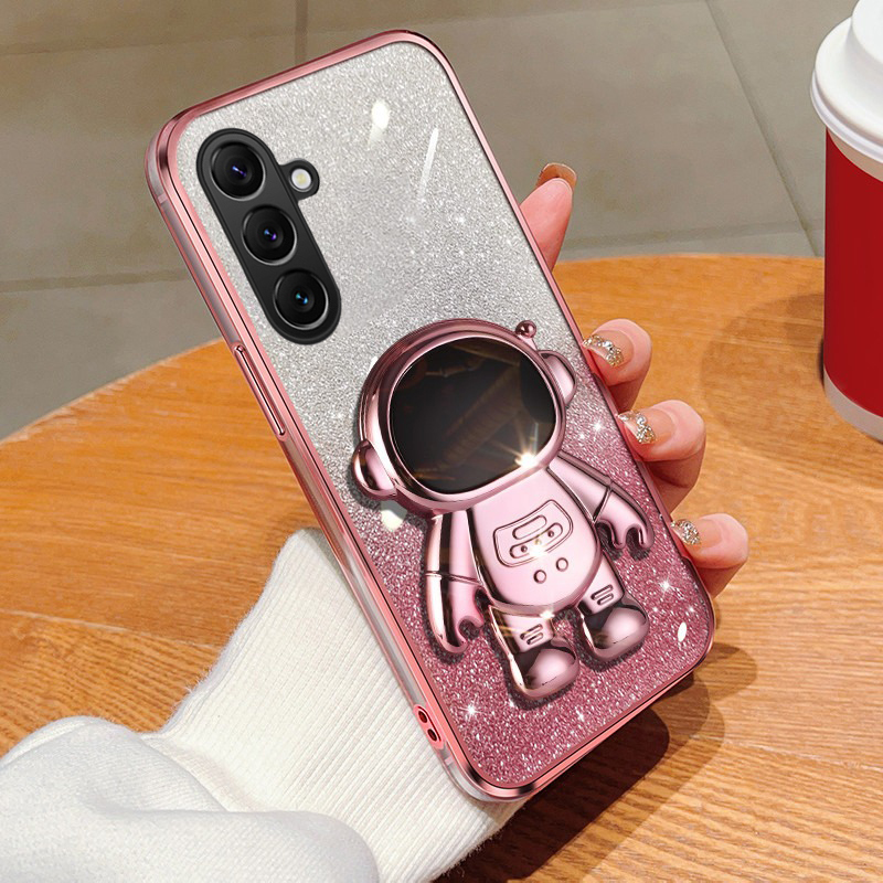 New%20Phone%20case%20Samsung%20Galaxy%20A16%20A06%20Back%20cover%20Fashionable%20Frosted%20Silicone%20Soft%20Dustproof%20Bracket%20Adsorb%20+%20Electroplated%20astronaut%20bracket%20for%20Samsung%20A06%20A16%20case%20-%20Image%203