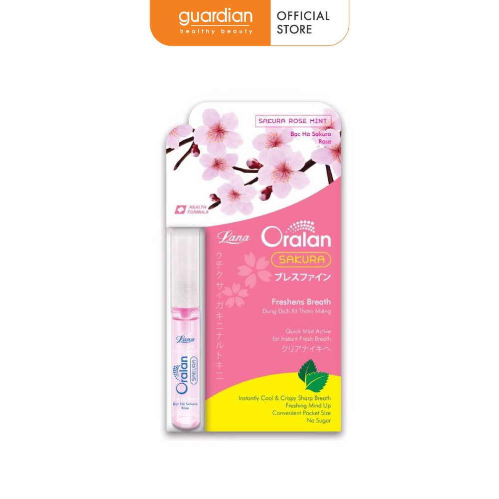 Dung dịch xịt thơm miệng oralan sakura bạc hà rose lana 8ml