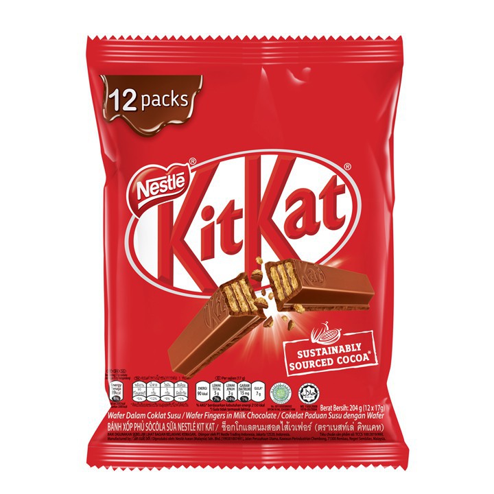 Combo 12 Thanh Socola Kit.Kat 2F-Túi 12 Thanh Socola KitKat 2F (Thanh 17g)