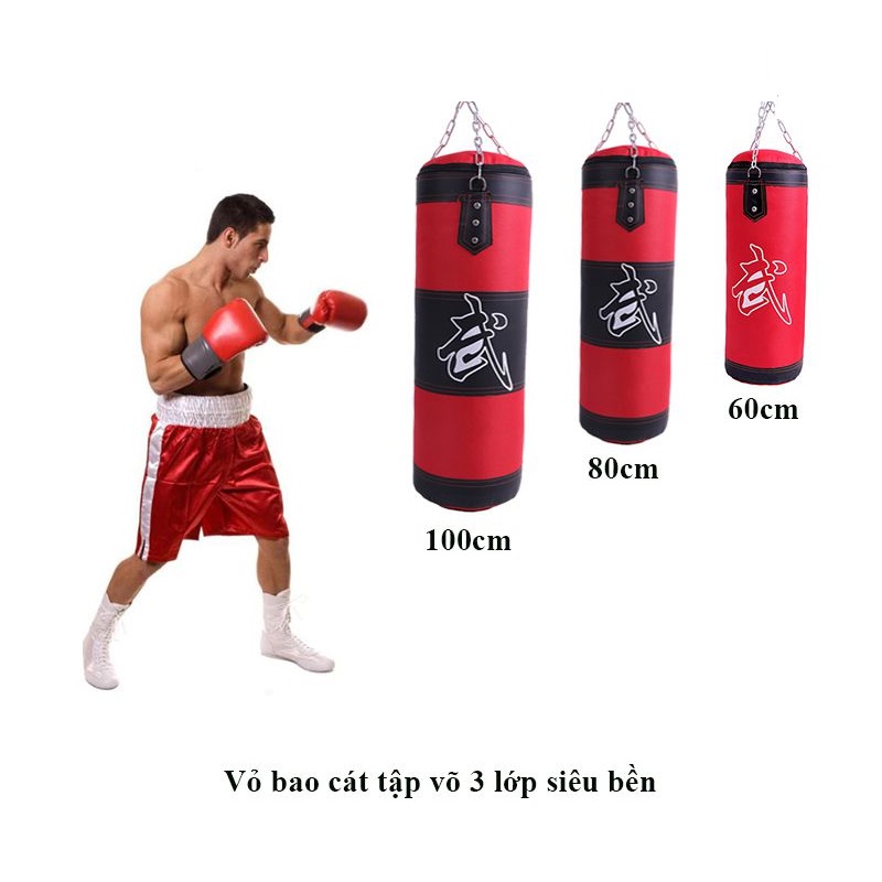 Bao cát boxing dây xích 0.6m - 1.2m có ruột