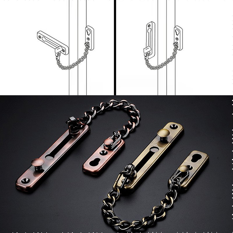 Security Lock With Chain 【TopazTrove】Solid SUS304 Stainless Steel Casting Heavy Duty Robust Door ...