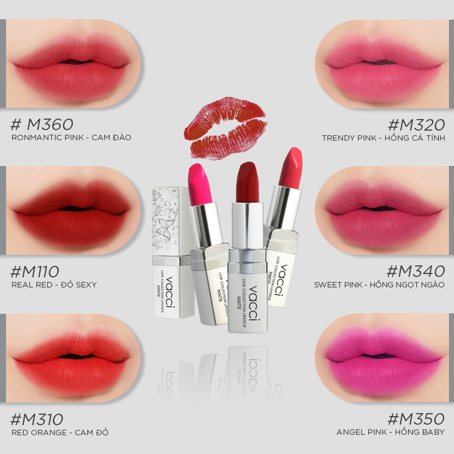 Son Lì Lâu Trôi Dưỡng Môi Cao Cấp Vacci Matte Lipstick