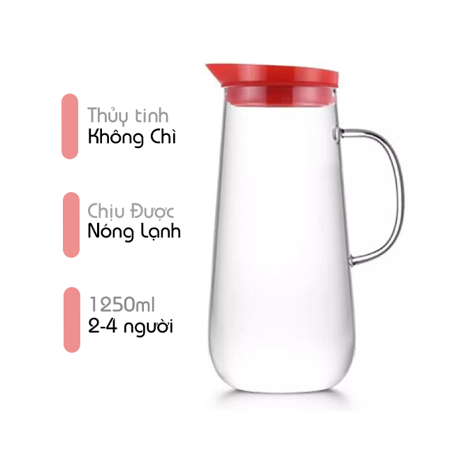 Bình thủy tinh Samadoyo S068B (Đỏ) 1250ml