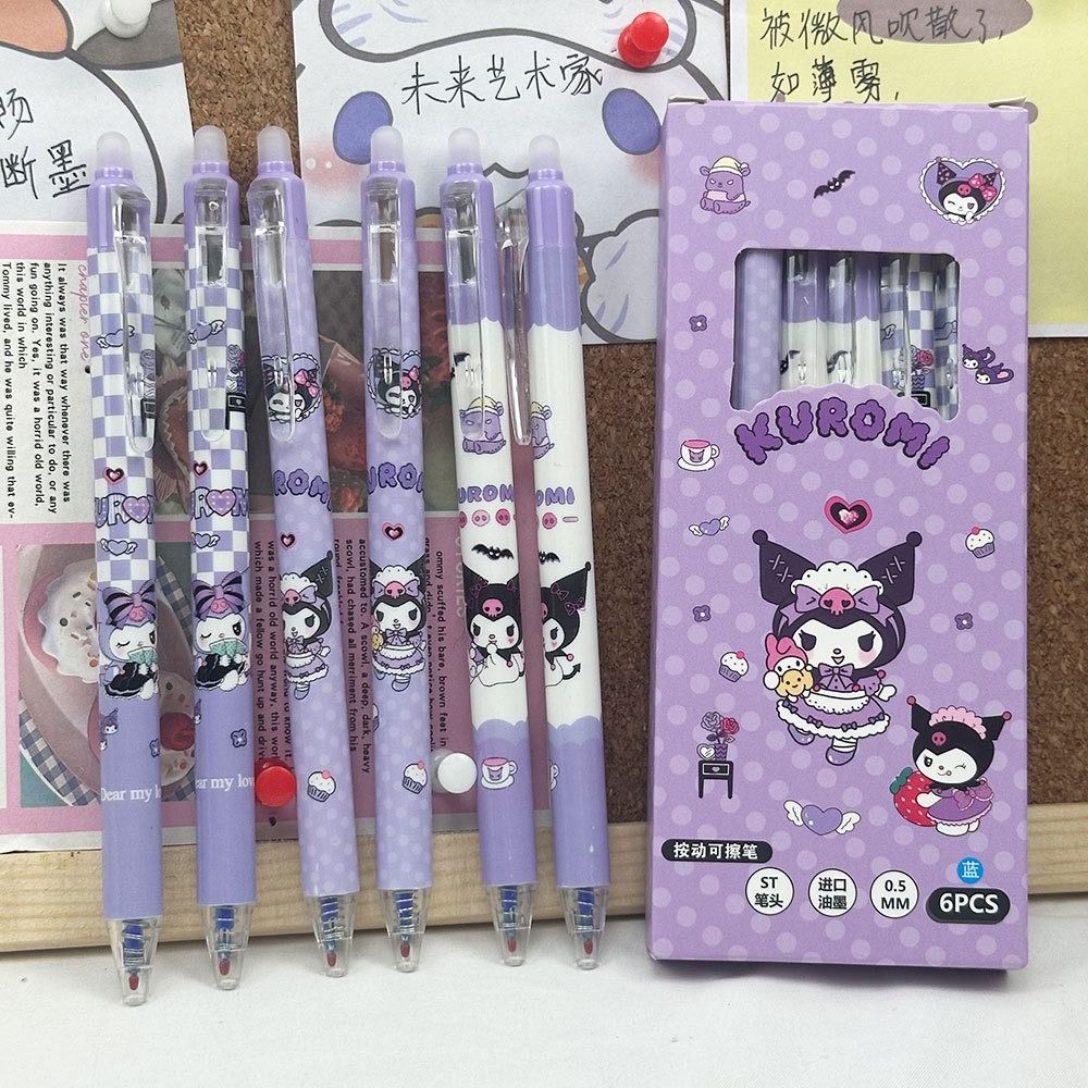 6PCS%20Cute%20Kuromi%20Melody%20Thermal%20Eraser%20Pen%20Blue%20Ink%20Erasable%20Gel%20Pen%20Press%20Aesthetic%200.5mm%20Neutral%20Pen%20School%20Office%20-%20Image%205