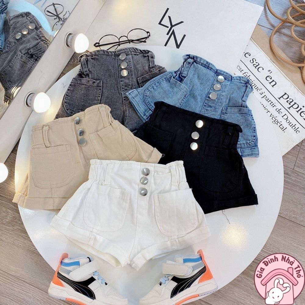 (12-30kg) Quần đùi jean bò cho bé gái
