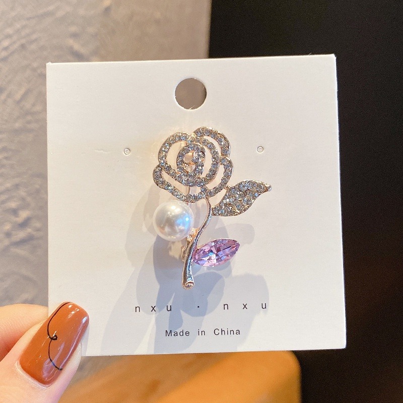 Korean Rhinestone Pearl Luxury Brooch Flower Fashion Brooch Pin Accessories