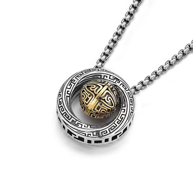 LR-Mobius Lucky Bead Necklace Men's Pendant Fashion Accessory Original Design Auspicious Necklace Will Bring Good Luck