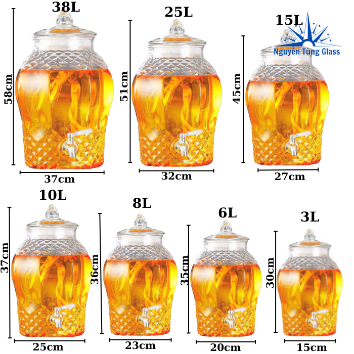 Bình ngâm sâm thủy tinh 8833 6 lít (không van)
