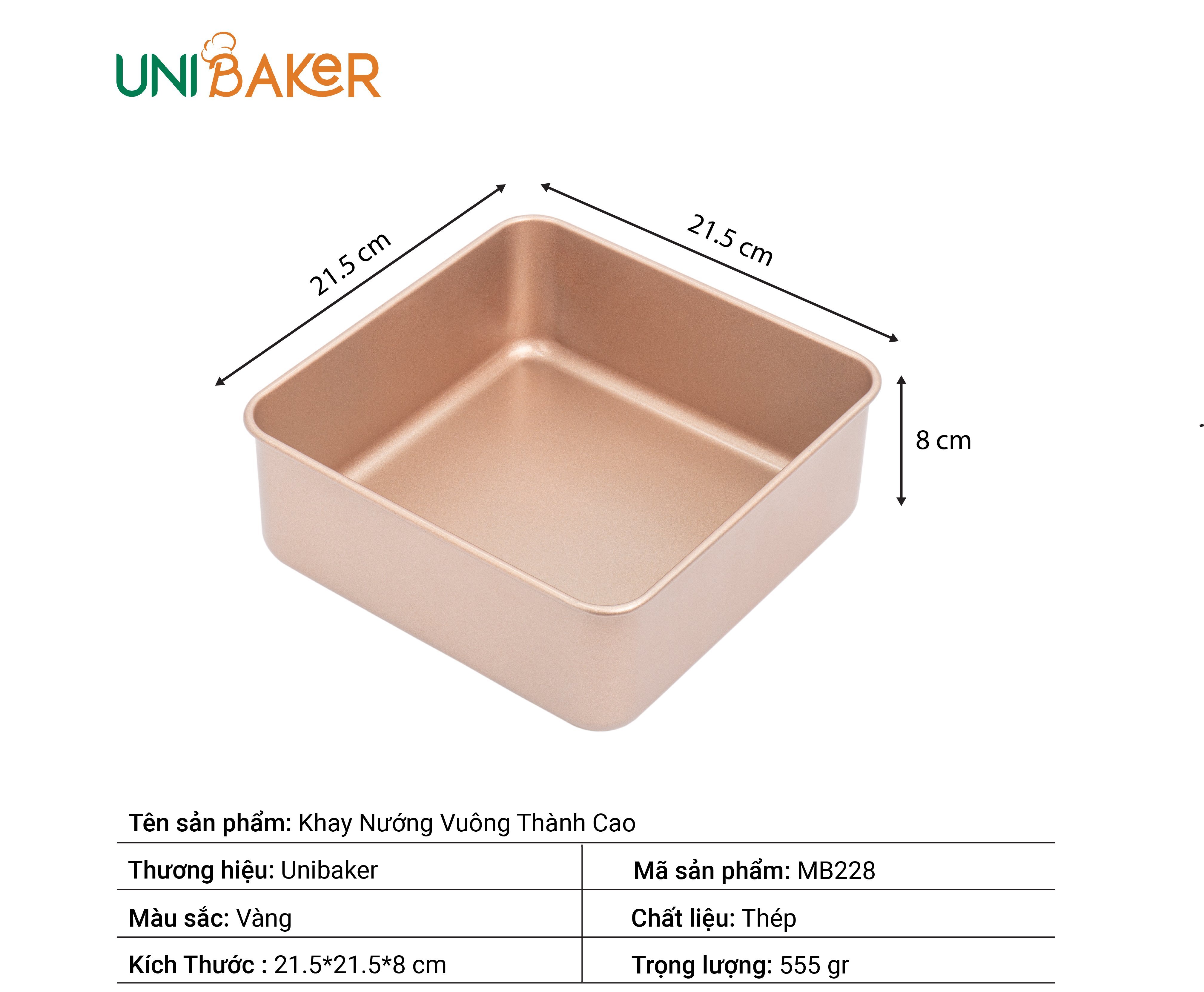 Khay nướng vuông thành cao Unibaker