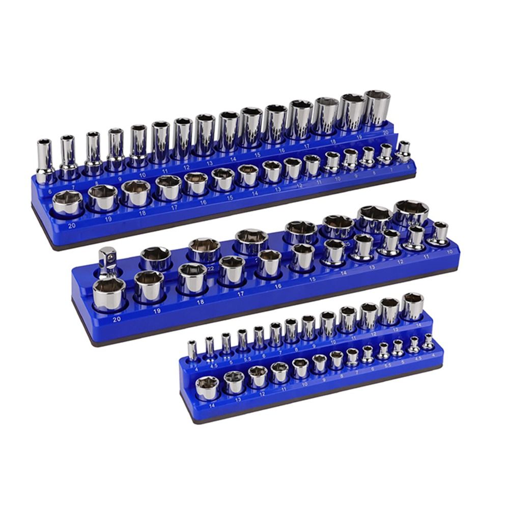 JEHUA 3Psc 1/4" 3/8" 1/2" Drive ic Socket Organizer Set Professional Attaches To Metal Wall ic