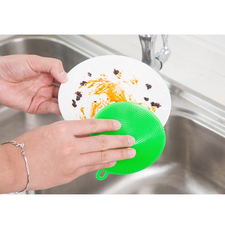 MIẾNG RỬA CHÉN SILICON - Miếng rửa chén dĩa đa năng bằng silicon cách nhiệt có gai tròn