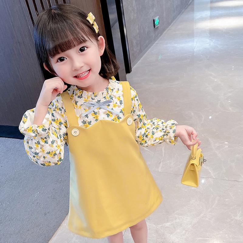 Girls' Dress Spring and Autumn New Children's Net Red Flower Pieces Two Pieces of Fashionable Princess Dress Girl's Autumn Dress