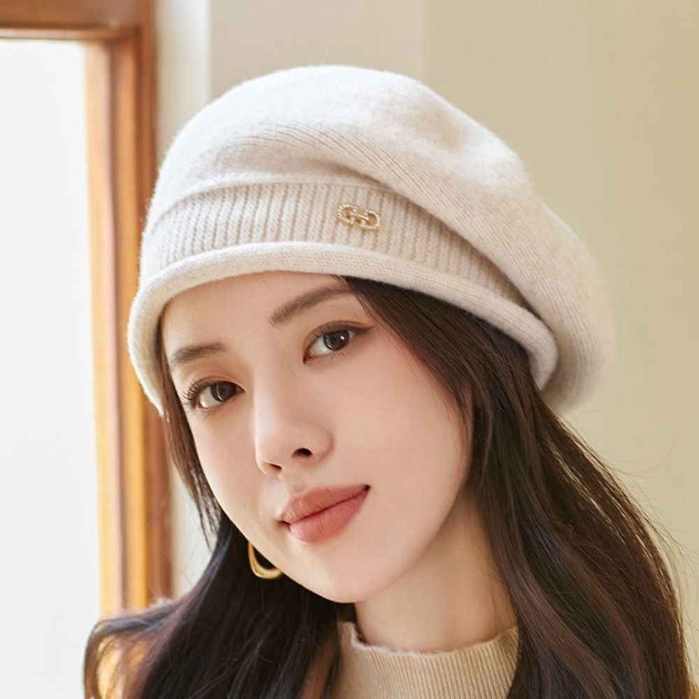 ALICE XU mũ nồi hàn quốc mũ beret nữ Phong cách Hàn Quốc Mũ nồi len Mũ Newsboy Mũ nghệ sĩ Mũ Dệt Kim Thường ngày Mũ bát giác Mũ len Nữ