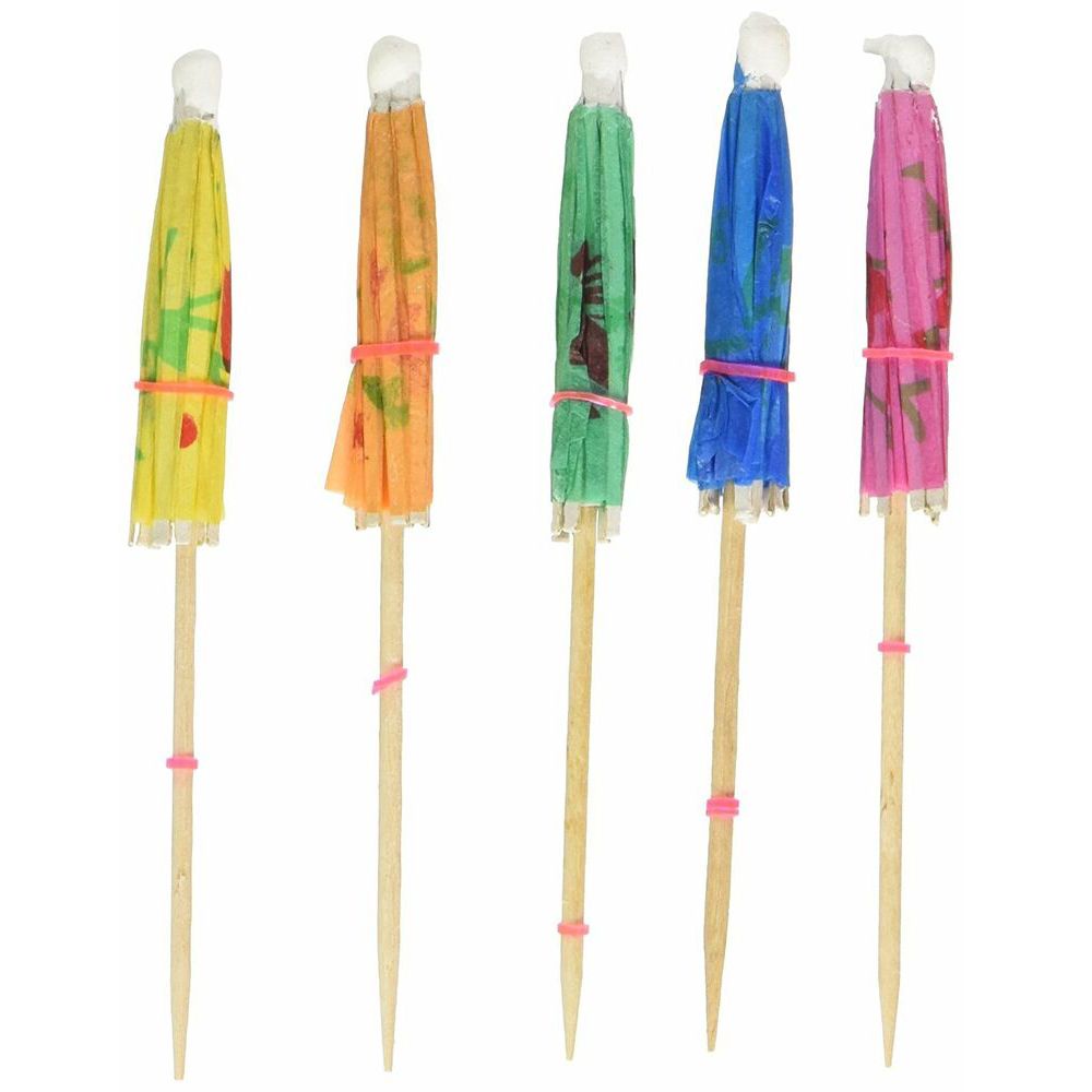 FLYING 24PCS Mixed Color Vật trang trí lễ cưới Trang trí Phụ kiện đồ uống Gậy ô giấy Dù che nhiệt đới mini trên bánh