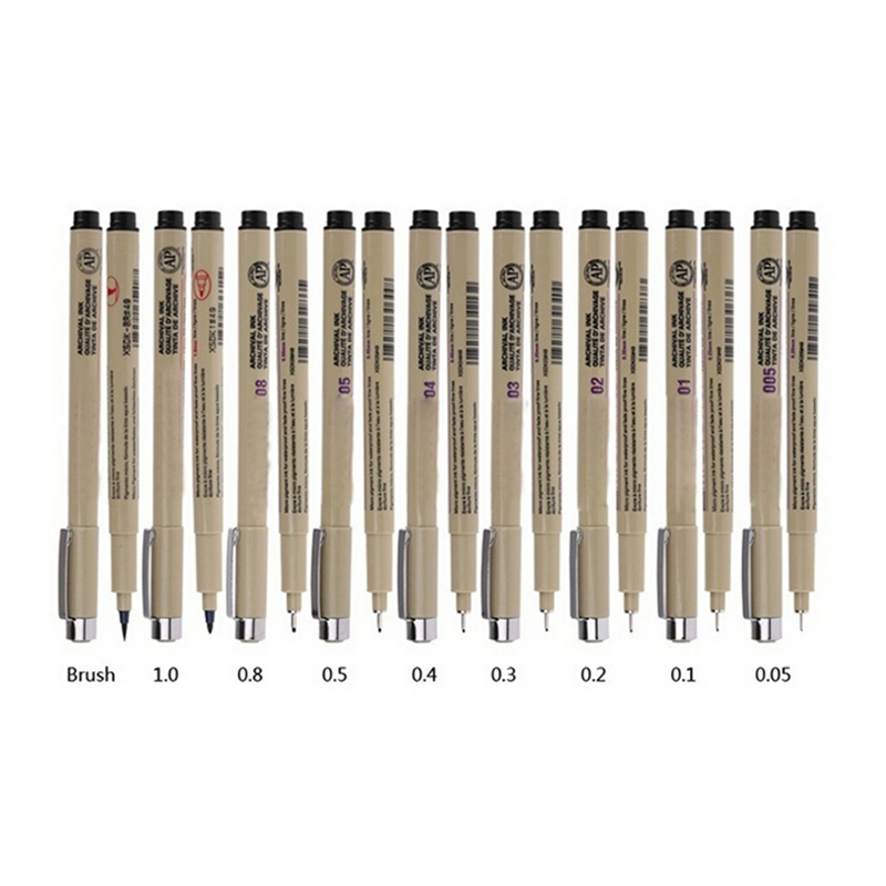 8PCS Sakura Pigma Micron Fine Line Pen Art Supplies 005 01 02 03 04 05 08 BRUSH. 