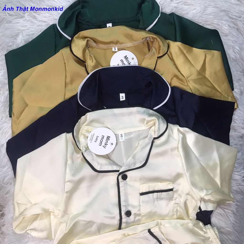 Bộ Pizama Lụa Satin Trơn Cho Bé ( 8 - 30kg ) - MonMonKid