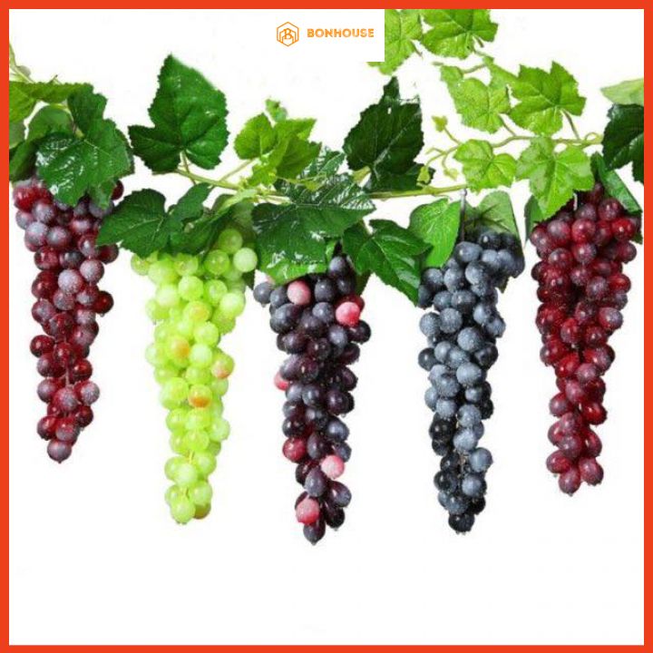 Chùm nho giả 36 quả nho trang trí nhựa silicon mềm - quả giả đẹp y thật, hoa giả trang trí nhà cửa, nhà hàng, khách sạn
