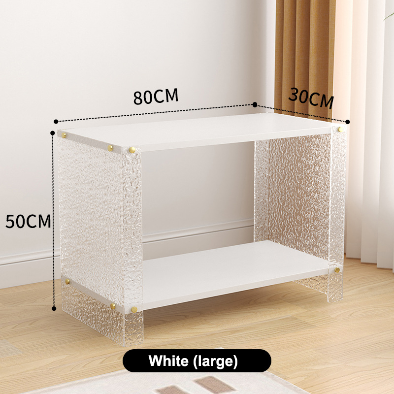YONUO Acrylic parallel coffee table, modern minimalist living room, square side table, small household practical shelves