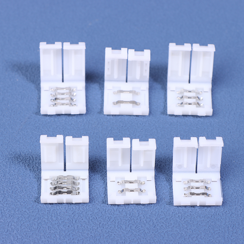 10Pcs LED Strip Connector 8MM 10MM 2Pin 3Pin 4Pin 3528 5050 RGB Single Color Solderless PCB Board Wire Free Welding Connectors. 