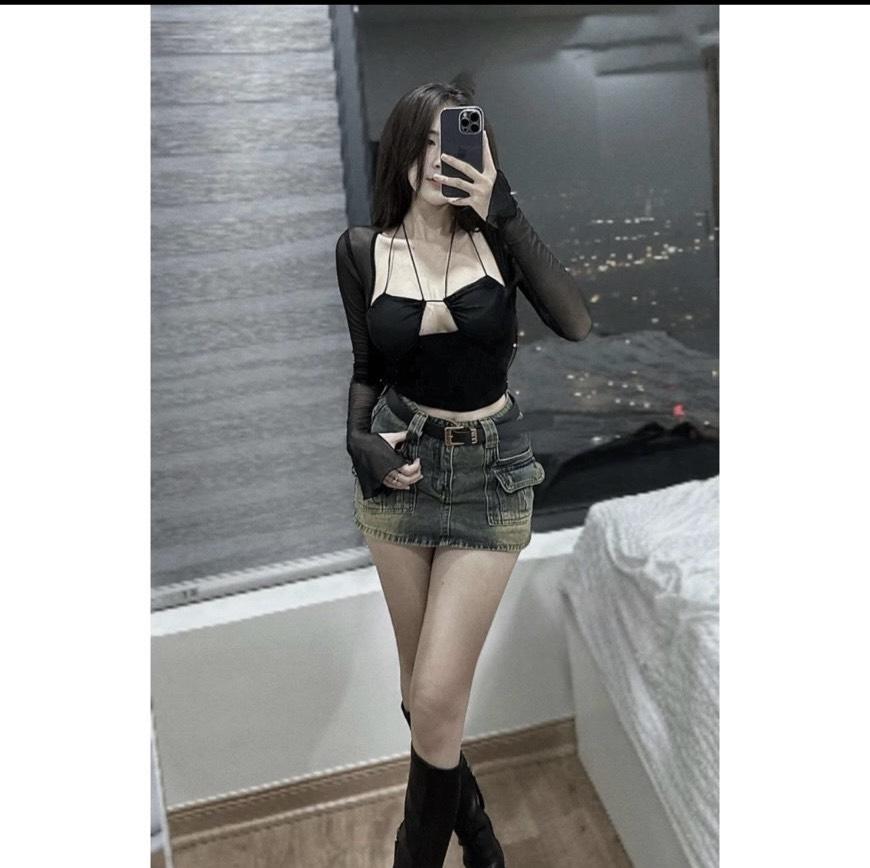 VÁY JEAN TÚI KIỂU DÁNG NGẮN SIZE S M L
