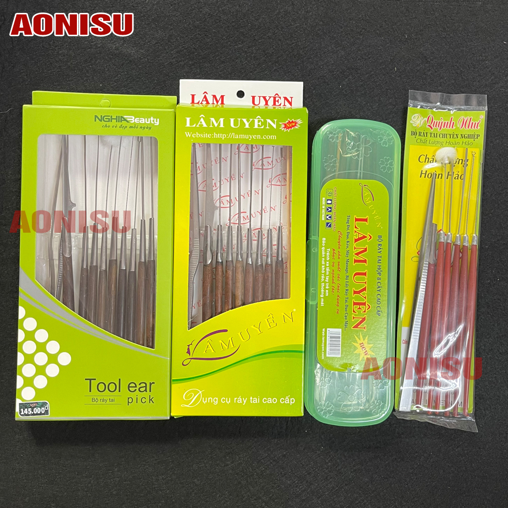 Bộ Lấy Ráy Tai Chuyên Nghiệp 10 MÓN / 8 MÓN - Bộ Ráy Tai Cao Cấp, Bộ Ráy Tai Inox Đầy Đủ Dụng Cụ Lấy Rái Tai AONISU