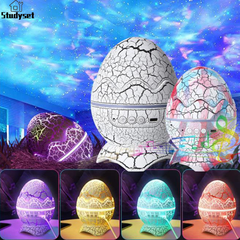 Studyset IN stock Led Dinosaur Eggs Shell Galaxy Starry Projector Bluetooth-compatible Remote Control Night Lights Children Gift