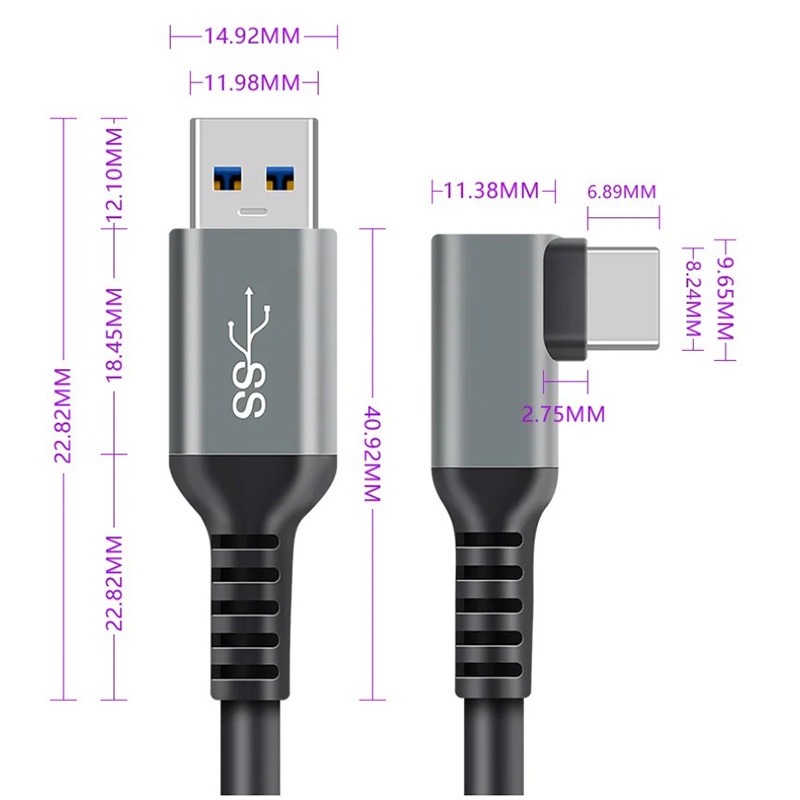 Cáp sạc Cho Oculus Quest 3/1/Quest 2 Liên Kết VR dòng dữ liệu USB 3.0 Cáp chuyển đổi Loại C Cho Pico 3/4 tai nghe VR Phụ Kiện