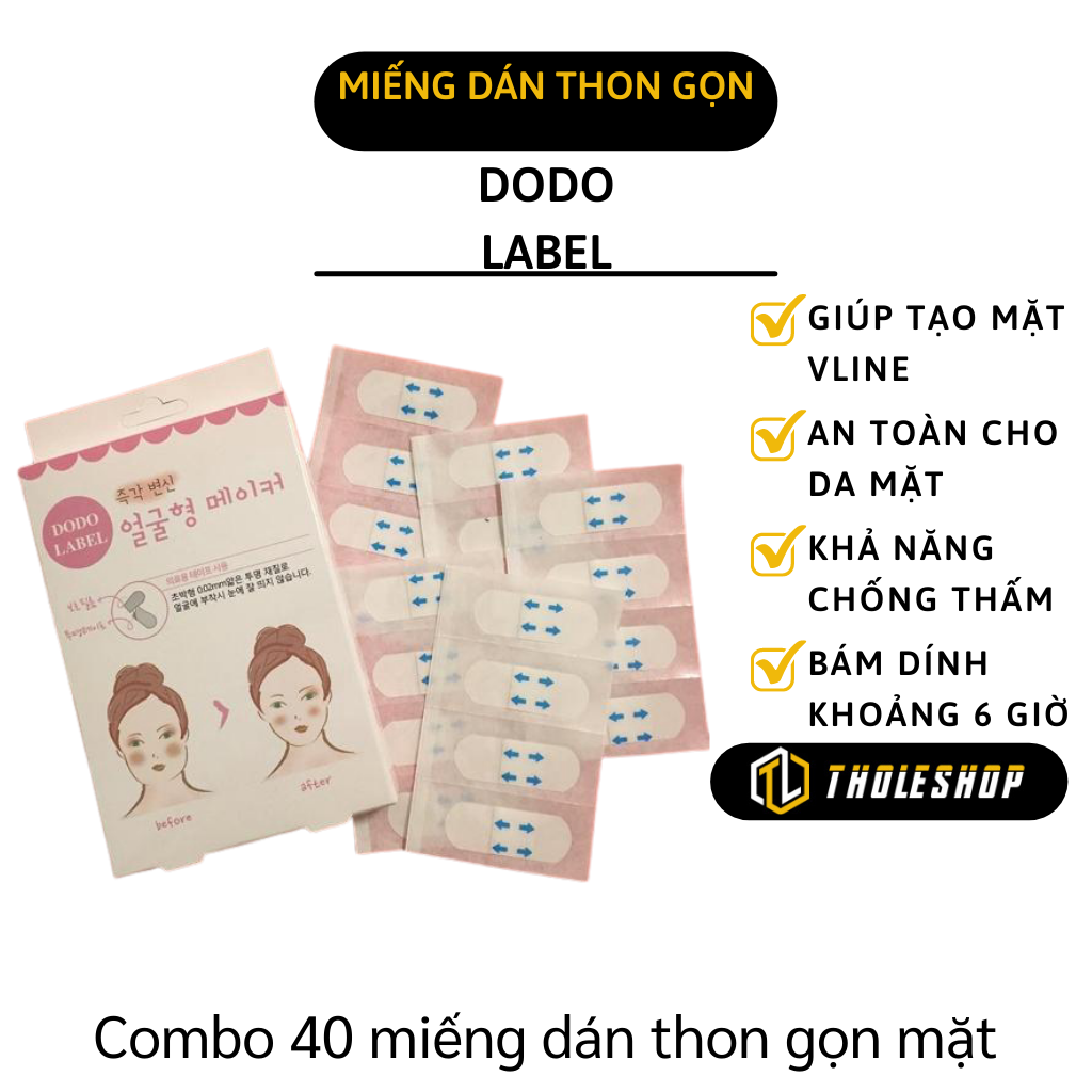 Miếng Dán Thon Mặt Vline - Hộp 40 Miếng Dán Làm Thon Gọn Mặt Hàn Quốc - Băng Dán Tạo Hình Làm Săn Chắc, Nâng Cằm - Phụ Kiện Trang Điểm