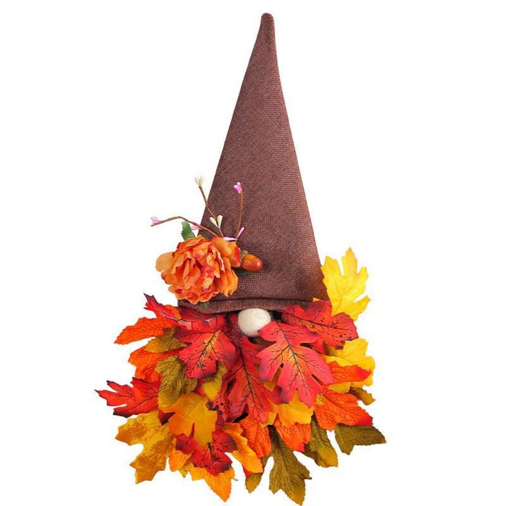 WARM LIFES Sunflower Dwarf Hat Door Hanging Garland Dwarf Hat Wall Mount Maple Leaf Hat Wreath Photography Prop Autumn Harvest Festival
